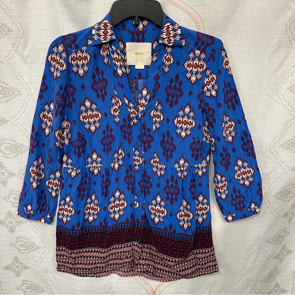 Anthropologie Maeve Woodland Walk Blouse